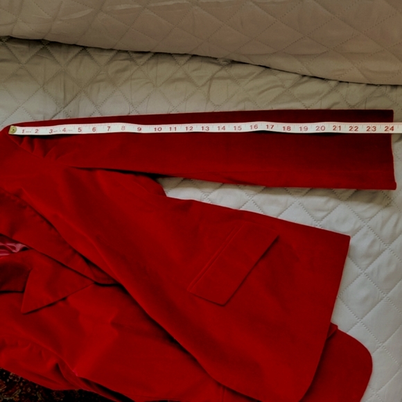 Options burgundy velvet jacket blazer fitted single-breasted 2-button closure 12 - Picture 14 of 14